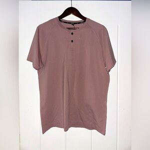 Public Rec Go To Short Sleeve Henley Tee Shirt Pullover Men L Gym Workout‎ NWT
